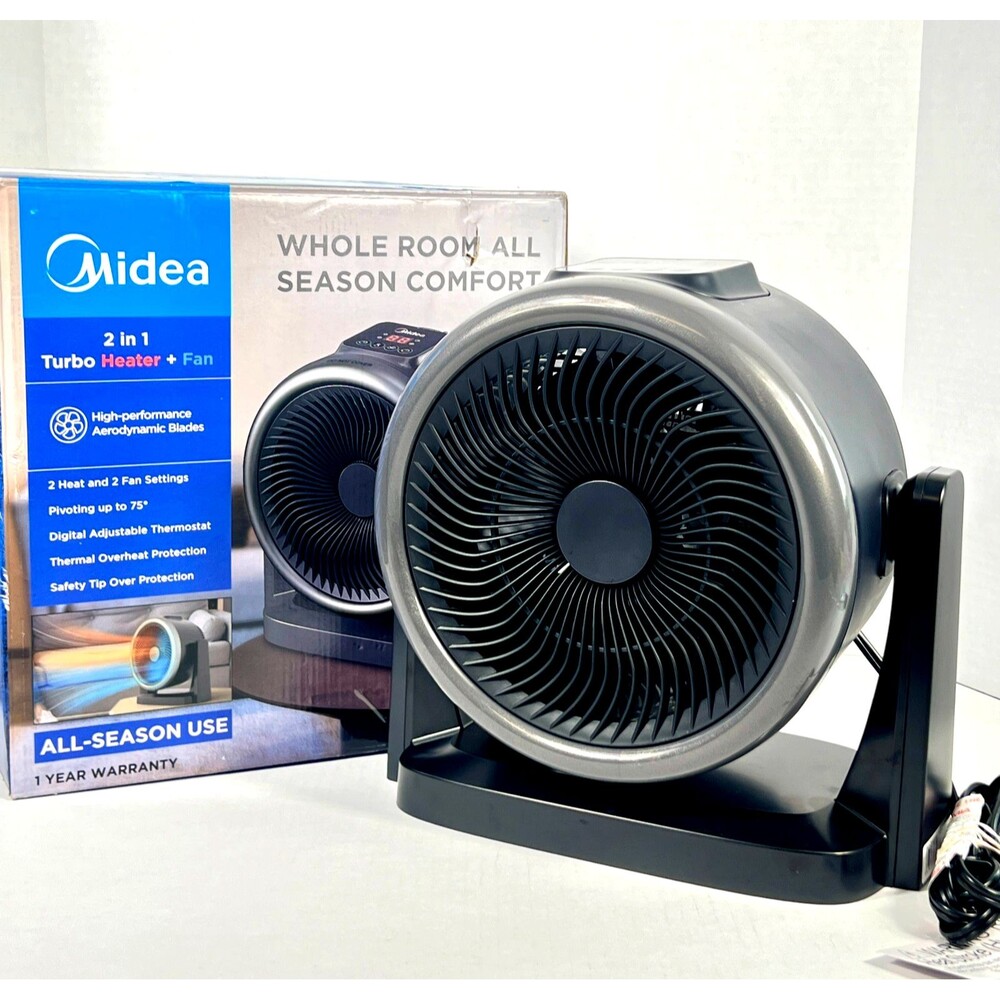 Midea Turbo Space Heater & Fan - 2 in 1 - Digital Thermostat - Open Box